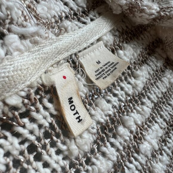 Moth Metallic Cardigan Size Medium Striped Open Front Hooded Long Sleeve Pockets - Picture 3 of 9